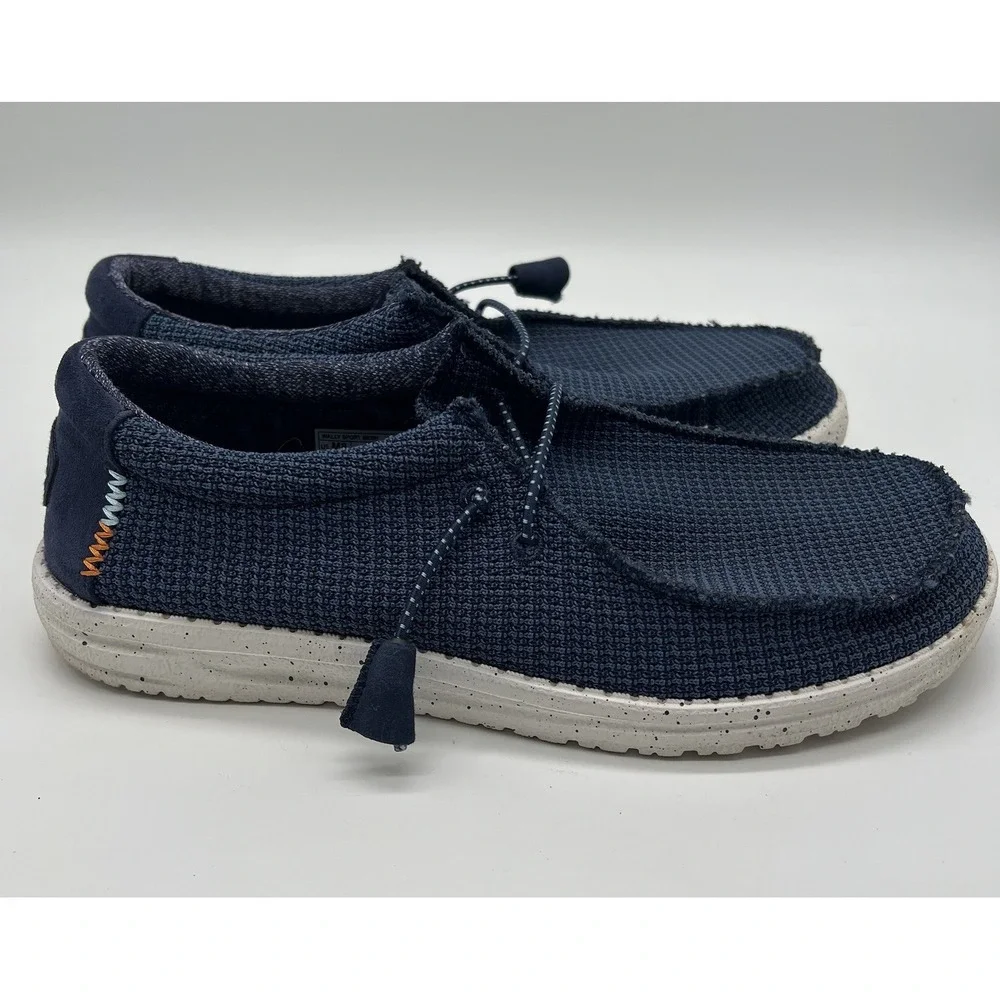 Hey Dude Shoes Men's Sz‎ 8 Navy Wally Sport Mesh Slip On Loafers Casual